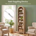 Tangkula 71" Tall Arched Bookcase for Living Room