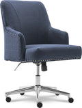 Serta Leighton Home Office Desk Chair Chrome Nailheads Twill Fabric Lilac Purple