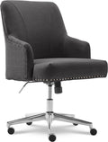 Serta Leighton Home Office Desk Chair Chrome Nailheads Twill Fabric Lilac Purple