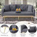 Aukfa 75" Square Arm Futon Convertible Sofa Bed for Home Office, 2 Cup Holders, Linen, Dark Gray