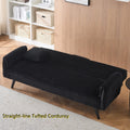 Aukfa 75" Square Arm Futon Convertible Sofa Bed for Home Office, 2 Cup Holders, Linen, Dark Gray