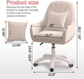 Home Office Chair Computer Chair with Mid - Back Upholstered Modern Tufted Computer Task Chair Swivel Height Adjustable Velvet Accent Chair.white