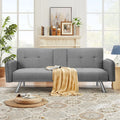 Aukfa 75" Square Arm Futon Convertible Sofa Bed for Home Office, 2 Cup Holders, Linen, Dark Gray