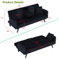 Aukfa 75" Square Arm Futon Convertible Sofa Bed for Home Office, 2 Cup Holders, Linen, Dark Gray