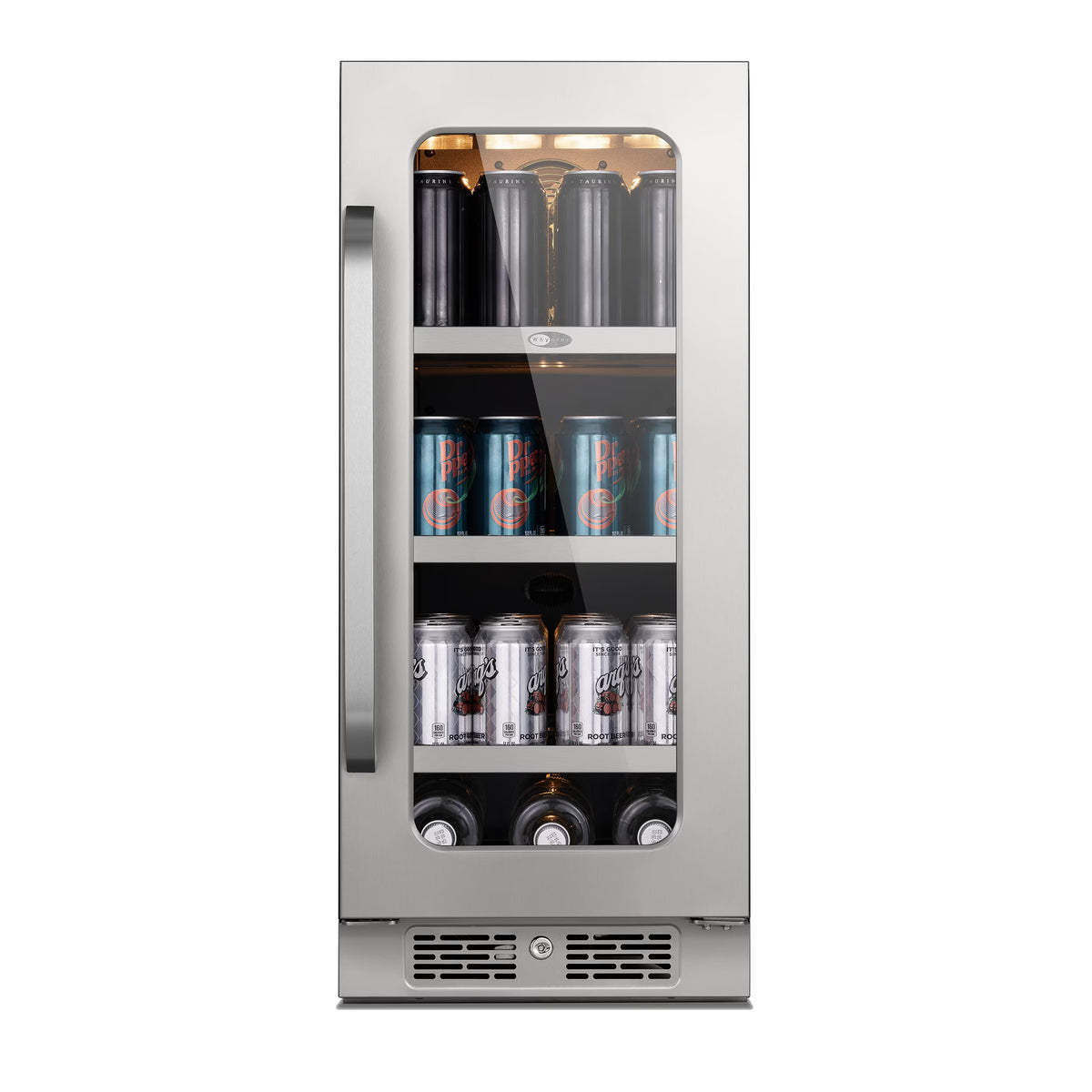 Whynter 15 in Beverage Refrigerator Cooler - 80 Can Mini Fridge with Glass Door for Soda Beer, 3 LED Compressor Fridge for Home Office Bar(3.0 Cu.ft)