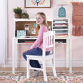 Guidecraft Kids Media Desk and Chair Set - Gray: Kids Desk and Chair Set, Study Table for Kids with Hutch and Shelf, Wood Bedroom Furniture Set