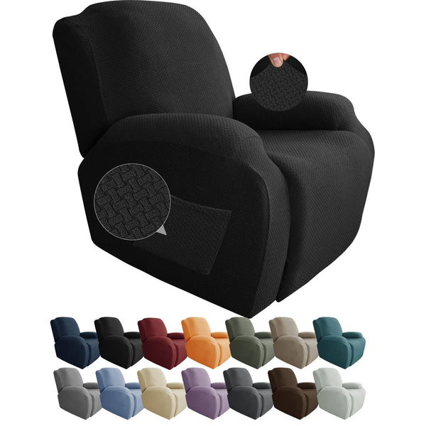 JIVINER Newest Design 4-Piece Recliner Chair Covers Stretch Jacquard Covers for Recliner Chair Recliner Slipcovers for Living Room Soft Recliner