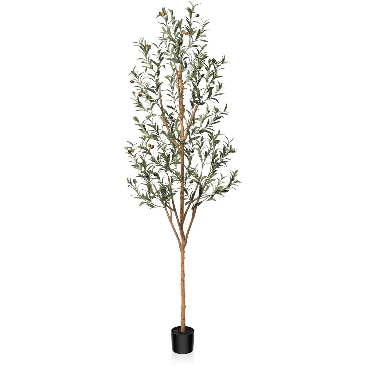 Kazeila Artificial Olive Tree 7ft Tall Faux Silk Plant for Home Office Decor Indoor Fake Potted Tree with Natural Wood Trunk and Lifelike Fruits