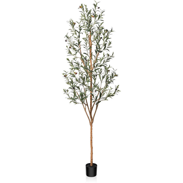 Kazeila Artificial Olive Tree 7ft Tall Faux Silk Plant for Home Office Decor Indoor Fake Potted Tree with Natural Wood Trunk and Lifelike Fruits