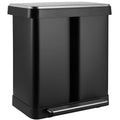 Arlopu 16 Gallon / 60 L Dual Trash Can, Stainless Steel Kitchen Garbage Can with Soft - Close Lid, Home Office Classified Recycle Bin