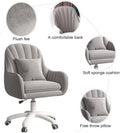 Home Office Chair Computer Chair with Mid - Back Upholstered Modern Tufted Computer Task Chair Swivel Height Adjustable Velvet Accent Chair.white