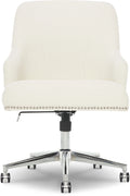 Serta Leighton Home Office Desk Chair Chrome Nailheads Twill Fabric Lilac Purple