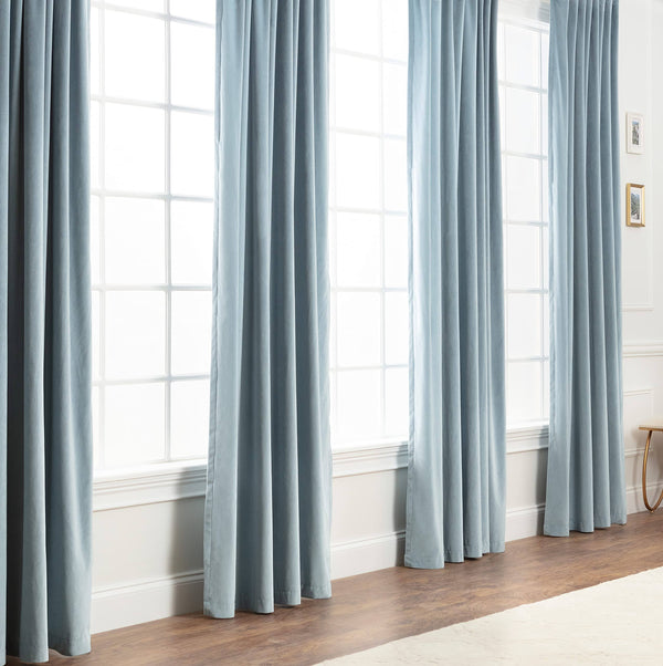 Chanasya Premium Solid Velvet Curtains - Classy and Solid Drapes for Living Room or Bedroom - 52" x 63" - Slate Blue, 2 Panels