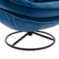 Swivel Accent Chair with Ottoman, Velvet Accent Chair with Footrest, Mid - Century Modern Lounge Chair and Ottoman Set, Reading Chair for Living Room, Bedroom, Reading Room, Home Office, Blue