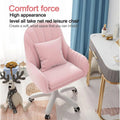 Home Office Chair Computer Chair with Mid - Back Upholstered Modern Tufted Computer Task Chair Swivel Height Adjustable Velvet Accent Chair.white