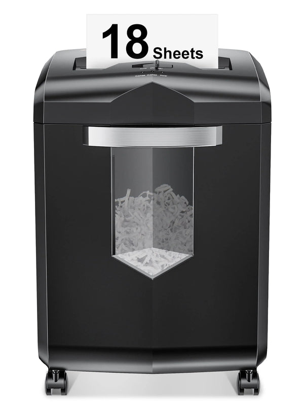 Bonsaii Paper Shredder 18 - Sheet Cross - Cut Shredder for Home Office with Wastebasket