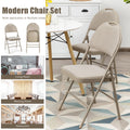 Costway Set of 6 Folding Chairs Fabric Upholstered Padded Seat Metal Frame Home Office Beige