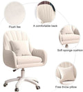 Home Office Chair Computer Chair with Mid - Back Upholstered Modern Tufted Computer Task Chair Swivel Height Adjustable Velvet Accent Chair.white