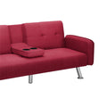 Aukfa 75" Square Arm Futon Convertible Sofa Bed for Home Office, 2 Cup Holders, Linen, Dark Gray