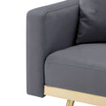 Aukfa 75" Square Arm Futon Convertible Sofa Bed for Home Office, 2 Cup Holders, Linen, Dark Gray