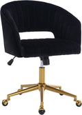 Home Office Swivel Desk Chair, Modern Velvet Vanity Chair, Height Adjustable Armchair with Gold Base, Ergonomic Office Chair for Task Study Computer Room, Beige