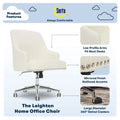 Serta Leighton Home Office Desk Chair Chrome Nailheads Twill Fabric Lilac Purple