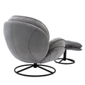 Swivel Accent Chair with Ottoman, Velvet Accent Chair with Footrest, Mid - Century Modern Lounge Chair and Ottoman Set, Reading Chair for Living Room, Bedroom, Reading Room, Home Office, Blue