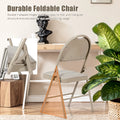 Costway Set of 6 Folding Chairs Fabric Upholstered Padded Seat Metal Frame Home Office Beige