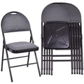 Costway Set of 6 Folding Chairs Fabric Upholstered Padded Seat Metal Frame Home Office Beige