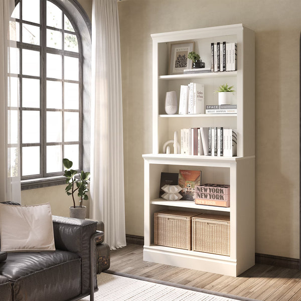 Bevfint 72" Tall Bookcase, White Large Floor Standing Bookshelf, 5 Tier Shelves Open Storage Organizer, Book Case for Living Room Hallway Kitchen Home Office Bedroom, White - 5 Tier