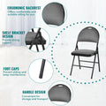 Costway Set of 6 Folding Chairs Fabric Upholstered Padded Seat Metal Frame Home Office Beige