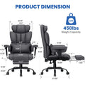 Hoffree Big and Tall Fabric Office Chair 450 lb, Executive Desk Chair with Massage Ergonomic Computer Chair with Footrest Reclining Desk Office Chair with Lumbar Support for Home Office