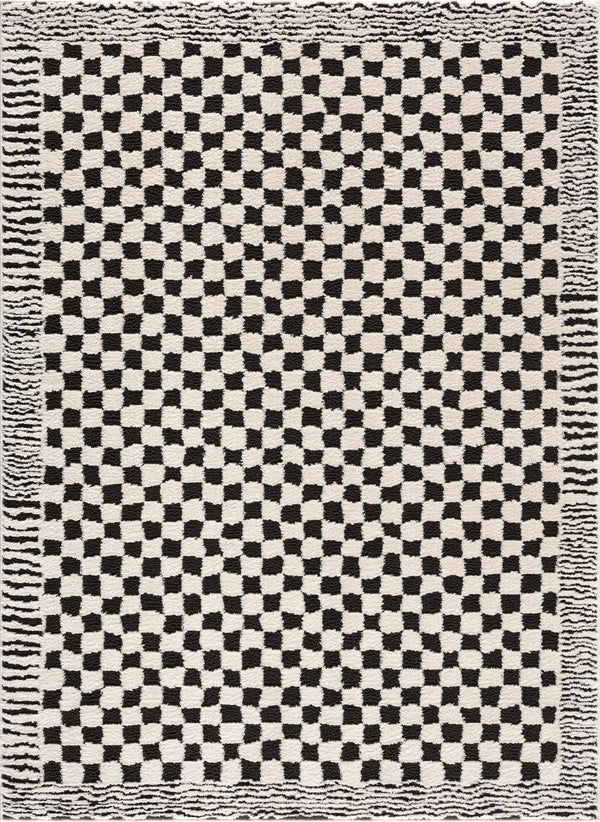 Hauteloom Leryn Black & White Checkered Area Rug | Area Rug for Living Room, Bedroom | Black & White Checkered Rug - 5'3" x 7' Rectangle