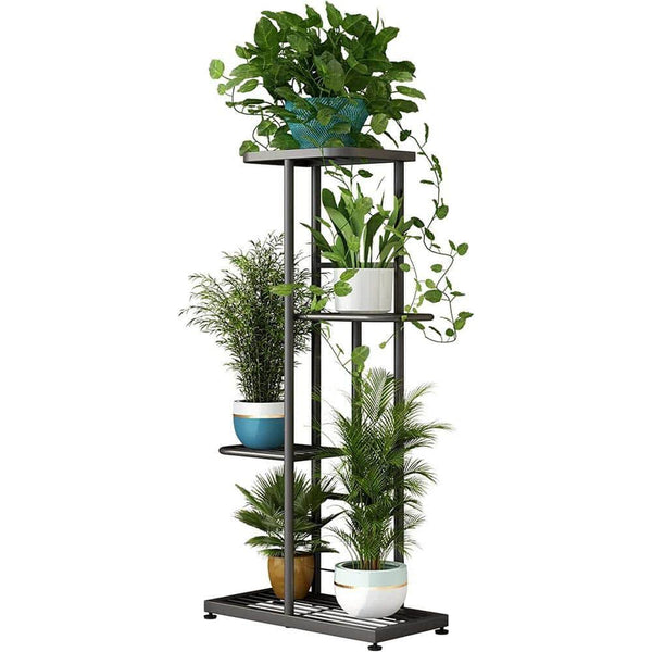 4-Tiers Metal Flower Stand for Living Room Balcony and Garden, Dark Gr