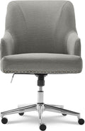 Serta Leighton Home Office Desk Chair Chrome Nailheads Twill Fabric Lilac Purple