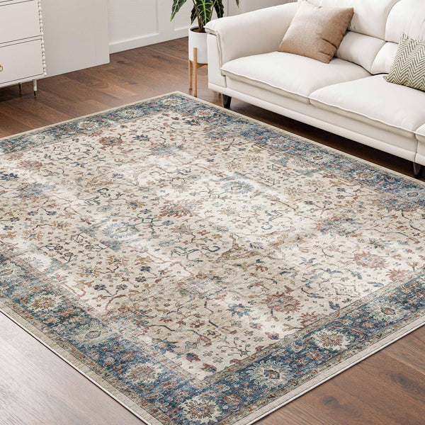 Belleze Boho Washable Rug, 8'x10' Area Rug Non Slip Indoor Door Mat for Kitchen, Entrance, Living Room, Bedroom, Front Door, Vintage Bedside Rug