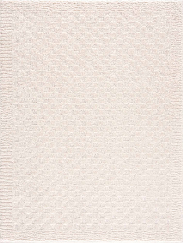 Hauteloom Leryn Ivory Checkered Area Rug | Area Rug for Living Room, Bedroom | Ivory Checkered Rug - 5'3" x 7' Rectangle