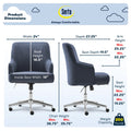 Serta Leighton Home Office Desk Chair Chrome Nailheads Twill Fabric Lilac Purple