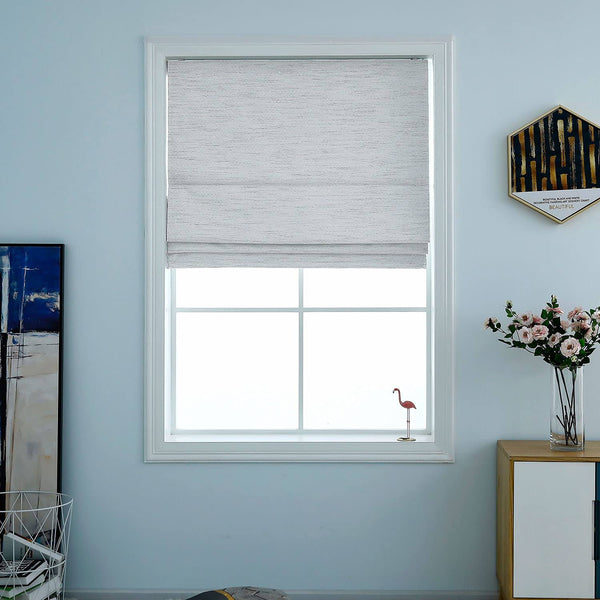 Belmar Washable Cordless 100% Blackout Woven Fabric Roman Shades for Windows Pull-Down Blind for Home, Bedroom, Living Room, Kitchen, Two Tone Color