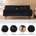 Aukfa 75" Square Arm Futon Convertible Sofa Bed for Home Office, 2 Cup Holders, Linen, Dark Gray