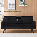 Aukfa 75" Square Arm Futon Convertible Sofa Bed for Home Office, 2 Cup Holders, Linen, Dark Gray