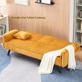 Aukfa 75" Square Arm Futon Convertible Sofa Bed for Home Office, 2 Cup Holders, Linen, Dark Gray