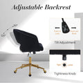 Home Office Swivel Desk Chair, Modern Velvet Vanity Chair, Height Adjustable Armchair with Gold Base, Ergonomic Office Chair for Task Study Computer Room, Beige