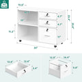 DEXTRUS 3 Drawer Wood Lateral Filing Cabinet with Locks, Printer Stand Storage File Cabinet with Shelves for Home Office, White