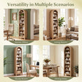 Tangkula 71" Tall Arched Bookcase for Living Room