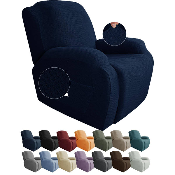 JIVINER Newest Design 4-Piece Recliner Chair Covers Stretch Jacquard Covers for Recliner Chair Recliner Slipcovers for Living Room Soft Recliner