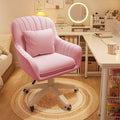 Home Office Chair Computer Chair with Mid - Back Upholstered Modern Tufted Computer Task Chair Swivel Height Adjustable Velvet Accent Chair.white