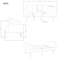 Aukfa 75" Square Arm Futon Convertible Sofa Bed for Home Office, 2 Cup Holders, Linen, Dark Gray